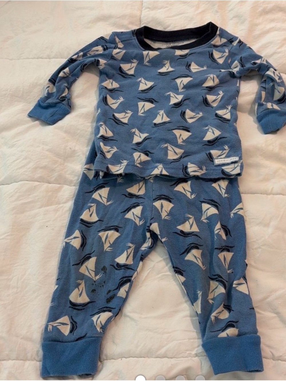 Janie and Jack Blue Sailboat Pajama Set